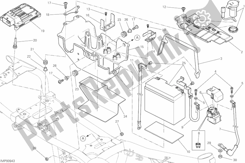 All parts for the Battery Holder of the Ducati Scrambler Urban Enduro Thailand 803 2016